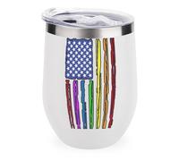U.S.A Flag Rainbow LGBTQ Gay Stylish Insulated Coffee Cups & Mugs with Lids 12 Oz Stainless Steel Travel Drinks Tumbler One Size