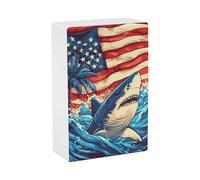 U.S.A Flag Shark Palm Trees Cigarette Case Box Holder Plastic for Women Men Normal Size