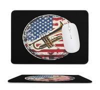 U.S.A. Flag Trumpet Jazz Music Mouse Pad Waterproof Ultra-Thin Non-Slip Rubber Base Square Mouse Mat Gaming Mousepad 7.9"x9.4"