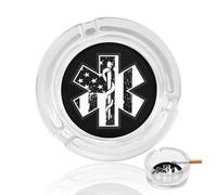 U.S.A. Flag with EMS Star of Life Glass Ashtrays for Cigarettes Ash Tray Ashtray Home Office Indoor Outdoor Decoration