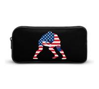 U.S.A Flag Wrestling Large Capacity Pencil Cases with Zippered Portable Pen Pouch Makeup Bag Office Supplies