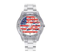 U.S.A. Fools Day Fish Flag Watches Men Silver Quartz Dress Wrist Watch