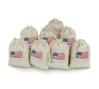 U.S.A Forth of July Independence Day 8Pcs Drawstring Gift Bags Reusable Hessian Bags for Wedding Favors Party Jewelry Pouches