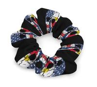 U.S.A French Saint Martin Flag Skull Hair Scrunchies for Women Elastic Hair Bands Soft Hair Ties for Styling Gift Christmas Valentine's Day