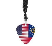 U.S.A Georgia State Flag Guitar Pick Pendant Necklace for Acoustic Electric Bass Players Guitar Accessories Guitarist Gifts