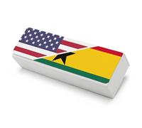 U.S.A. Ghana Flag Funny Glasses Case Hard Shell Eyeglasses Case Protector with Cleaning Cloth for Women Men