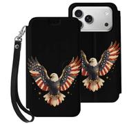 U.S.A Golden Ea-gle Phone Case Compatible with iPhone 17 Pro | Unisex Leather Wallet Thin Fit Cellphone Protective Cover