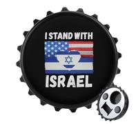 U.S.A Israel Stand with 2 in 1 Magnetic Beer Bottle Opener Fridge Magnets Easy Storage Gift for Men Women Black-Style