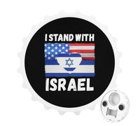 U.S.A Israel Stand with 2 in 1 Magnetic Beer Bottle Opener Fridge Magnets Easy Storage Gift for Men Women White-Style