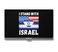 U.S.A Israel Stand with Business Card Wallet Credit Card Holder Metal Square Small Pocket Purse