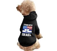 U.S.A Israel Stand with Dog Clothes Short Sleeve Pet Hoodie Cute Cat Costume Jacket Tee for Small Dogs L