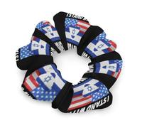 U.S.A Israel Stand with Hair Scrunchies for Women Elastic Hair Bands Soft Hair Ties for Styling Gift Christmas Valentine's Day