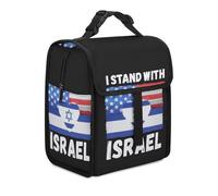 U.S.A Israel Stand with Insulated Lunch Cooler Bag Waterproof Lunch Box for Work Picnic Travel