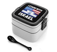 U.S.A Israel Stand with Lunch Box Stackable Bento Box Double Layer Leak-Proof Lunch Container with Cutlery Set