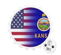 U.S.A Kansas State Flag 2 in 1 Magnetic Beer Bottle Opener Fridge Magnets Easy Storage Gift for Men Women White-Style
