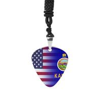 U.S.A Kansas State Flag Guitar Pick Pendant Necklace for Acoustic Electric Bass Players Guitar Accessories Guitarist Gifts