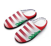 U.S.A Lebanon Flag Slippers Women Winter Warm Cotton Hotel Slippers Anti-Slip Indoor Slip-Ons House Shoes 9-10（40-41）