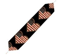 U.S.A. Leopard Flag Love Plush Table Runner Boho Country Farmhouse Kitchen Dining Table Decoration 178*33cm