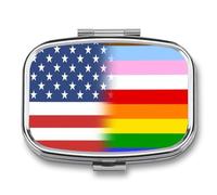 U.S.A. LGBTQ Transgender Flag Travel Pill Organizer with Mirror