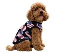 U.S.A Love Heart Flag Dog Shirts for Small Doggie Pet Ice Silk Vest Breathable Summer T-Shirt Soft Puppy Outfits