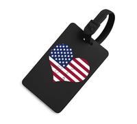 U.S.A Love Heart Flag Luggage Tag for Suitcases Identify Labels Privacy Travel Baggage for Women Men