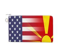 U.S.A Macedonia Flag Portable Canvas Coin Purse Fashion Pencil Case Travel Makeup Bag