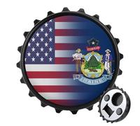 U.S.A Maine State Flag 2 in 1 Magnetic Beer Bottle Opener Fridge Magnets Easy Storage Gift for Men Women Black-Style