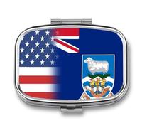U.S.A. Malvinas Islands Flag Travel Pill Organizer with Mirror