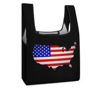 U.S.A Map Flag Reusable Grocery Bags Shopping Large Capacity Washable Foldable Tote Bag Fits in Pocket