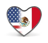 U.S.A Mexican Flag Badge Pin Brooch Heart Shape Button Aluminum Decor for Backpacks Hats