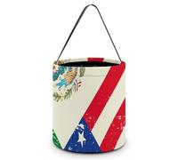 U.S.A Mexico Flag Halloween Reusable Easter Goodie Tote Bags with Handles for Trick Or Treating Bucket