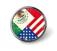 U.S.A Mexico Flag Round Lapel Pin Brooches Badge Holder for Clothes Bags Backpack Hats