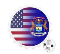 U.S.A Michigan State Flag 2 in 1 Magnetic Beer Bottle Opener Fridge Magnets Easy Storage Gift for Men Women White-Style