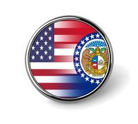 U.S.A Missouri State Flag Round Brooch Cute Pin Badges Decoration Jewellery for Men Women Metal Lapel Pins