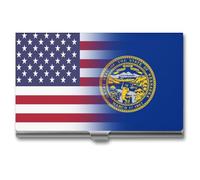 U.S.A Nebraska State Flag Business Card Wallet Credit Card Holder Metal Square Small Pocket Purse