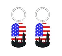 U.S.A New York Skyline Flag Cute Keychain Fashion Car Keyring with Graphic Pendant for Wallet Backpack Bag