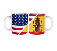 U.S.A. North Ossetia National Flag White Ceramic Coffee Mug with Handle