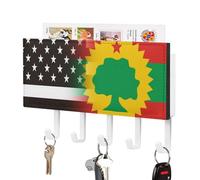 U.S.A. Oromo Liberation Front Flag Key Holder for Wall with 5 Hooks Letter Coat Rack 4.3×7.1×1 Inches