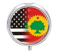 U.S.A. Oromo Liberation Front Flag Round Pill Box Organiser 3 Compartment Medicine Case