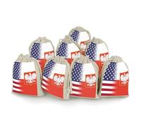 U.S.A. Poland Eagle Flag Reusable Drawstring Bags 8 Pcs Jewellery Favour Pouch Christmas Halloween Candy