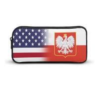 U.S.A. Poland Eagle Flag Simple Pencil Case Big Capacity Pouch Box Travel Makeup Bag