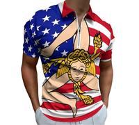 U.S.A. Sicilian Flag Men's Short Sleeve Polo Shirts Casual Zippered Golf Shirt Slim Fit T-Shirt Tops L
