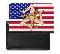 U.S.A. Sicilian Flag Passport Holder Cover Wallet Slim Travel Document Organizer Card Case for Women Men