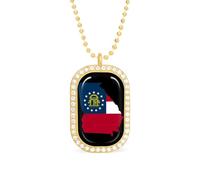 U.S.A. State Georgia Flag Map Custom Photo Necklace Personalized Picture Pendant Memory Jewelry for Women