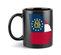 U.S.A. State Georgia Flag Map Cute Black Ceramic Coffee Mug with Handle Tea Cup for Men Women Home Office