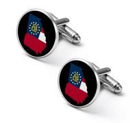 U.S.A. State Georgia Flag Map Cute Shirt Cufflinks for Men Tuxedo Shirts Metal Cuff Links Jewelry Accessories