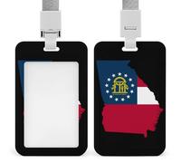 U.S.A. State Georgia Flag Map Funny ID Badge Holder with Lanyard Name Card Holders for Work Nurse Teacher