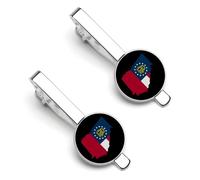 U.S.A. State Georgia Flag Map Funny Tie Clip for Men Necktie Metal Tie Bar Pinch Clasp for Wedding Business