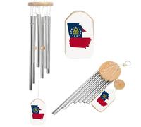 U.S.A. State Georgia Flag Map Memorial Wind Chimes with 6 Aluminum Tubes for Outside Deep Tone Garden Hanging Decor