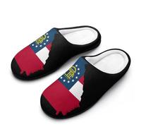 U.S.A. State Georgia Flag Map Men's House Slippers Memory Foam Washable Cotton Slip on Home Shoes